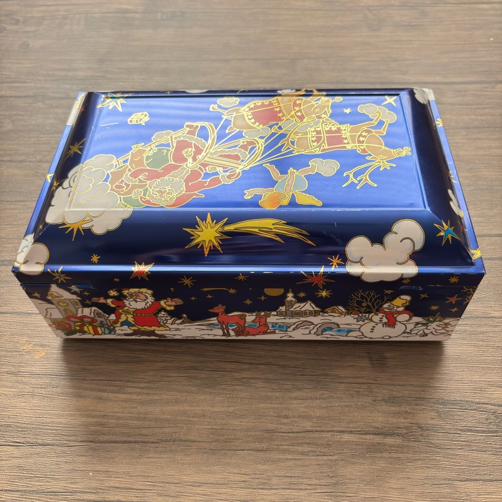 Festive Blue and Gold Holiday Decor Box